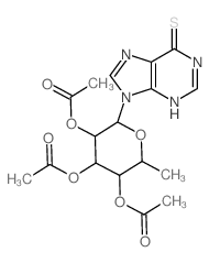 9H-Purine-6-thiol,9-(6-deoxy-b-L-galactopyranosyl)-,2',3',4'-triacetate (8CI)结构式