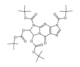 3H-Imidazo[1,2-a]purine-3,5(9H)-dicarboxylic acid,6,7-bis[[(1,1-dimethylethoxy)carbonyl]oxy]-6,7-dihydro-9-oxo-,bis(1,1-dimethylethyl) ester Structure