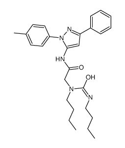 2-[butyl(butylcarbamoyl)amino]-N-[2-(4-methylphenyl)-5-phenylpyrazol-3-yl]acetamide结构式