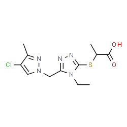 2-((5-[(4-Chloro-3-methyl-1H-pyrazol-1-yl)methyl]-4-ethyl-4H-1,2,4-triazol-3-yl)thio)propanoic acid picture