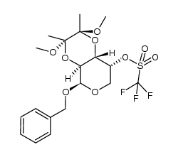 (2S,3S,4aS,5R,8R,8aS)-5-(benzyloxy)-2,3-dimethoxy-2,3-dimethylhexahydro-2H-pyrano[4,3-b][1,4]dioxin-8-yl trifluoromethanesulfonate结构式