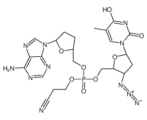 [(2S,5R)-5-(6-aminopurin-9-yl)oxolan-2-yl]methyl [(2S,3S,5R)-3-azido-5-(5-methyl-2,4-dioxopyrimidin-1-yl)oxolan-2-yl]methyl 2-cyanoethyl phosphate结构式