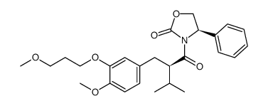 (R)-3-((R)-2-(4-methoxy-3-(3-methoxypropoxy)benzyl)-3-methylbutanoyl)-4-phenyloxazolidin-2-one结构式