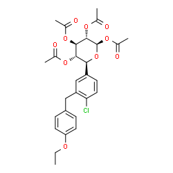 β-​L-​Xylopyranose, 5-​C-​[4-​chloro-​3-​[(4-​ethoxyphenyl)​methyl]​phenyl]​-​, 1,​2,​3,​4-​tetraacetate, (5S)​- Structure