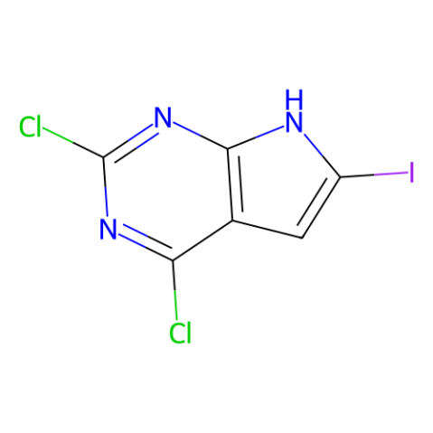 2,4-dichloro-6-iodo-7H-pyrrolo[2,3-d]pyrimidine结构式