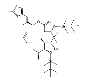 (4S,6R,7S,8S,9S,16S,Z)-4,8-bis((tert-butyldimethylsilyl)oxy)-6-hydroxy-5,5,7,9-tetramethyl-16-((E)-1-(2-methylthiazol-4-yl)prop-1-en-2-yl)oxacyclohexadec-13-en-2-one结构式