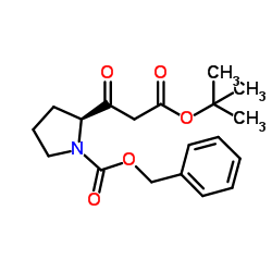 Benzyl (2S)-2-{3-[(2-methyl-2-propanyl)oxy]-3-oxopropanoyl}-1-pyrrolidinecarboxylate结构式