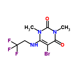 5-Bromo-1,3-dimethyl-6-[(2,2,2-trifluoroethyl)amino]-2,4(1H,3H)-pyrimidinedione结构式