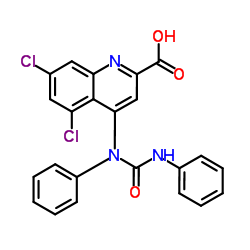 5,7-Dichloro-4-[phenyl(phenylcarbamoyl)amino]-2-quinolinecarboxylic acid Structure
