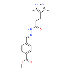 methyl (E)-4-((2-(3-(3,5-dimethyl-1H-pyrazol-4-yl)propanoyl)hydrazono)methyl)benzoate Structure