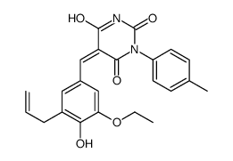 (5E)-5-[(3-ethoxy-4-hydroxy-5-prop-2-enylphenyl)methylidene]-1-(4-methylphenyl)-1,3-diazinane-2,4,6-trione Structure