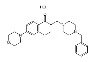 2-(4-Benzyl-piperazin-1-ylmethyl)-6-morpholin-4-yl-3,4-dihydro-2H-naphthalen-1-one; hydrochloride Structure