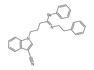 4-(3-cyano-1H-indol-1-yl)-N-(phenethyl)selenobutyrimidic acid phenyl ester结构式