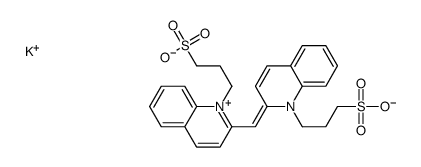 hydrogen 1-(3-sulphonatopropyl)-2-[[1-(3-sulphonatopropyl)-1H-quinolin-2-ylidene]methyl]quinolinium, potassium salt structure