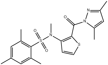 N-[2-(3,5-dimethyl-1H-pyrazole-1-carbonyl)thiophen-3-yl]-N,2,4,6-tetramethylbenzene-1-sulfonamide Structure