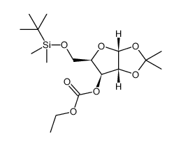 5-O-tert-butyldimethylsilyl-1,2-O-isopropylidene-3-O-ethoxycarbonyl-α-D-xylofuranoside structure