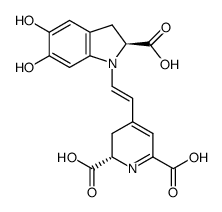 2,6-Pyridinedicarboxylic acid,4-(2-(2-carboxy-2,3-dihydro-5,6-dihydroxy-1H-indol-1-yl)ethenyl)-2,3-dihydro-, (S-(R*,R))- Structure