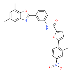 5-(2-METHYL-4-NITROPHENYL)FURAN-2-CARBOXYLICACID[3-(5,7-DIMETHYLBENZOOXAZOL-2-YL)PHENYL]AMIDE structure