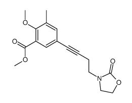 2-methoxy-3-methyl-5-[4-(2-oxo-oxazolidin-3-yl)but-1-ynyl]benzoic acid methyl ester结构式