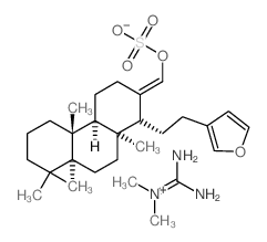 Guanidine,N,N-dimethyl-,compd. with (1R,2E,4aR,4bS,8aS,10aS)-[1-[2-(3-furanyl)- ethyl]dodecahydro-4b,8,8,10a-tetramethyl-2- (1H)-phenanthrenylidene]methyl hydrogen sulfate (1:1)结构式