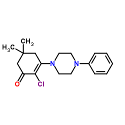 2-Chloro-5,5-dimethyl-3-(4-phenyl-1-piperazinyl)-2-cyclohexen-1-one Structure