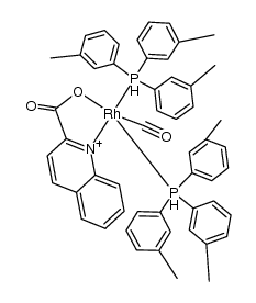 (2-quinaldinate)(carbonyl)(P(3-CH3-C5H4)3)2rhodium(I)结构式