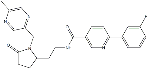 6-(3-fluorophenyl)-N-(2-{1-[(5-methylpyrazin-2-yl)methyl]-5-oxopyrrolidin-2-yl}ethyl)nicotinamide Structure