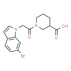 1-[(6-bromo-1H-indol-1-yl)acetyl]piperidine-3-carboxylic acid Structure