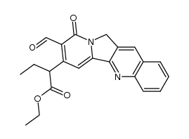 ethyl 2-(8-formyl-9-oxo-9,11-dihydroindolizino[1,2-b]quinolin-7-yl)butanoate结构式