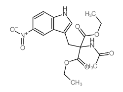 Propanedioic acid,2-(acetylamino)-2-[(5-nitro-1H-indol-3-yl)methyl]-, 1,3-diethyl ester结构式