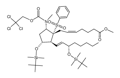 Methyl (5Z,13E,8R,9S,11R,12S,15S)-11,15-Bis(tert-butyldimethylsiloxy)-9-[[carbo(2',2',2'-trichloroethoxy)]methylamino]-8-(phenylsulfonyl)-5,13-prostadienoate Structure