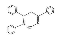 E-(3R)-(+)-1,3-diphenyl-3-phenylsulfanylpropan-1-one oxime Structure