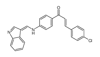 (E)-3-(4-chlorophenyl)-1-[4-[[(Z)-indol-3-ylidenemethyl]amino]phenyl]prop-2-en-1-one结构式