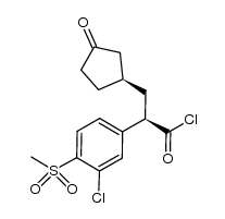 (R)-2-(3-chloro-4-methanesulfonyl-phenyl)-3-((R)-3-oxo-cyclopentyl)-propionyl chloride Structure