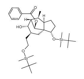 (3S,3aR,5S,6S,7S,8S,8aR,9S)-3-((tert-butyldimethylsilyl)oxy)-5-(2-((tert-butyldimethylsilyl)oxy)ethyl)-6-hydroxy-8-methyloctahydro-1H-3a,7-methanoazulen-9-yl benzoate Structure