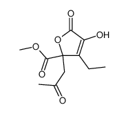 methyl 3-ethyl-4-hydroxy-5-oxo-2-(2-oxopropyl)-2,5-dihydrofuran-2-carboxylate结构式