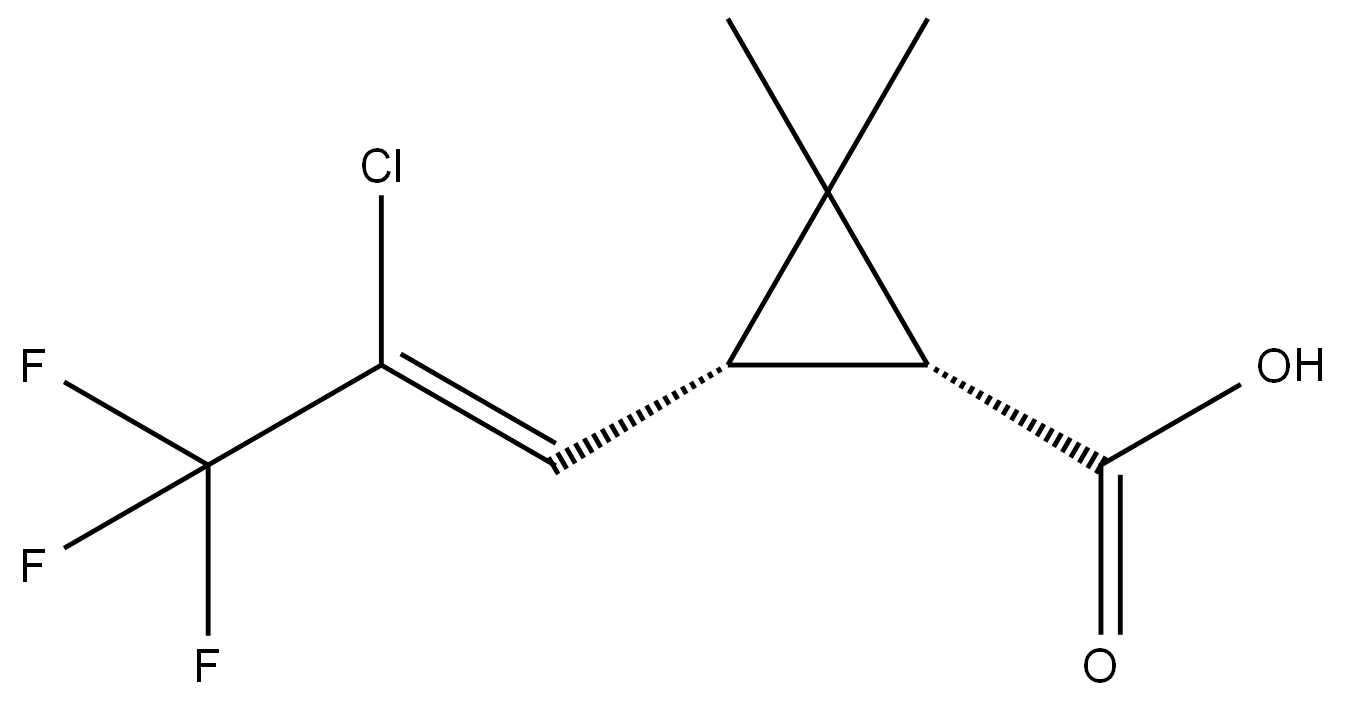 (1S,3S)-3-((Z)-2-chloro-3,3,3-trifluoroprop-1-en-1-yl)-2,2-dimethylcyclopropane-carboxylic acid结构式