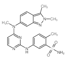 5-{4-[(2,3-Dimethyl-2H-indazol-6-yl)-methyl-amino]-pyrimidin-2-ylamino}-2-methyl-benzenesulfonamide structure