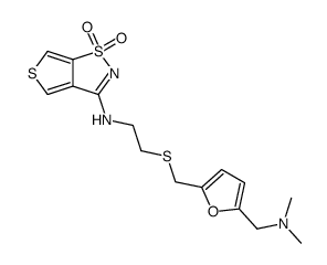 N-[2-[[5-(dimethylaminomethyl)-2-furyl]methylsulfanyl]ethyl]-8,8-dioxo-3,8$l^{6}-dithiabicyclo[3.3.0]octa-1,4,6-trien-6-amine Structure