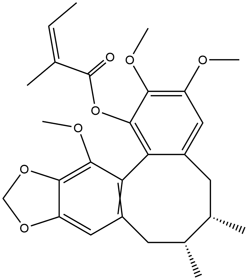 (4,5,19-Trimethoxy-9,10-dimethyl-15,17-dioxatetracyclo[10.7.0.02,7.014,18]nonadeca-1(19),2,4,6,12,14(18)-hexaen-3-yl) 2-methylbut-2-enoate结构式