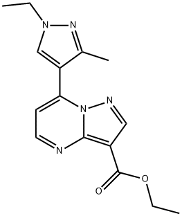 7-(1-乙基-3-甲基-1H-吡唑-4-基)吡唑并[1,5-A]嘧啶-3-羧酸乙酯结构式