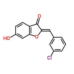 (2Z)-2-(3-chlorobenzylidene)-6-hydroxy-1-benzofuran-3(2H)-one Structure