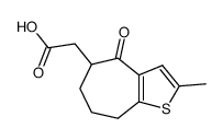 2-methyl-4-oxo-5,6,7,8-tetrahydro-4H-cyclohepta[b]thiophen-5-acetic acid结构式