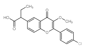 2-(4-Chlorophenyl)-alpha-ethyl-3-methoxy-4-oxo-4H-1-benzopyran-6-aceti c acid Structure