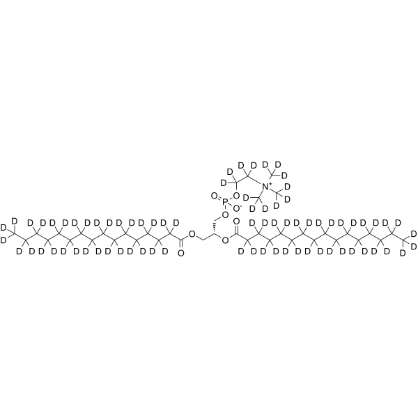 1,2-二棕榈酰基-d62-sn-甘油-3-磷酸胆碱-1,1,2,2-d4-N,N,N-三甲基-d9结构式