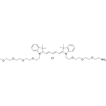 N-(m-PEG4)-N'-(amino-PEG3)-Cy5 structure