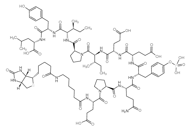 Biotinyl-ε-aminocaproyl-Glu-Pro-Gln-Tyr(PO3H2)-Glu-Glu-Ile-Pro-Ile-Tyr-Leu-OH结构式