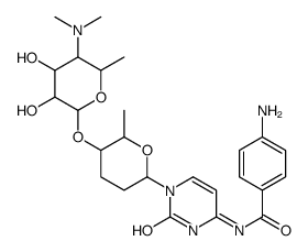 4-amino-N-[1-[5-[5-(dimethylamino)-3,4-dihydroxy-6-methyloxan-2-yl]oxy-6-methyloxan-2-yl]-2-oxopyrimidin-4-yl]benzamide Structure