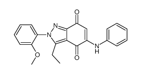 5-anilino-3-ethyl-2-(2-methoxyphenyl)indazole-4,7-dione Structure