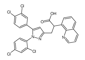 3-[5-(3,4-Dichloro-phenyl)-1-(2,4-dichloro-phenyl)-1H-pyrazol-3-yl]-2-quinolin-8-yl-propionic acid Structure